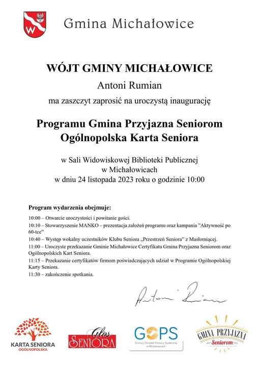 Inauguracja programu Gmina Przyjazna Seniorom 